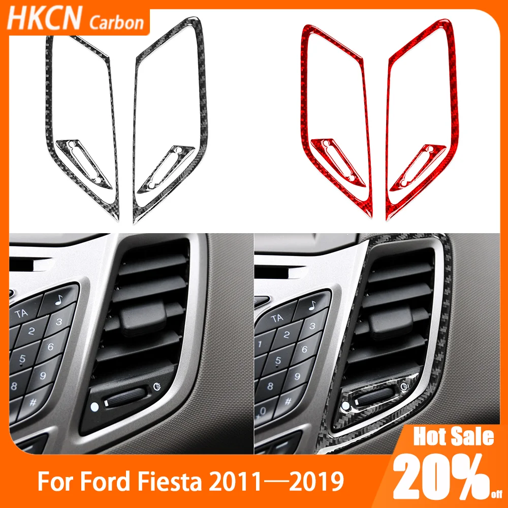 

Набор панелей вентиляционного отверстия центральной консоли из углеродного волокна, автомобильные аксессуары, внутренняя крышка, наклейка для Ford Fiesta 2011–2019