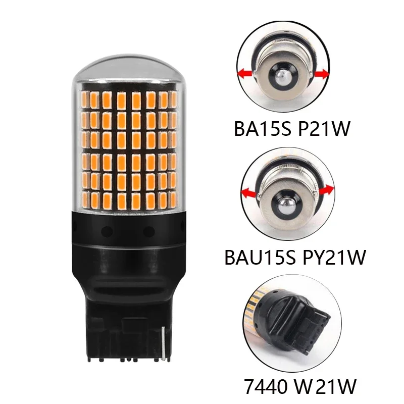 XENPLUS 1pcs T20 7440 3014 W21W Bulbs 144smd led Free Error BA15S P21W BAU15S PY21W led lamp For Turn Signal Light No Flash