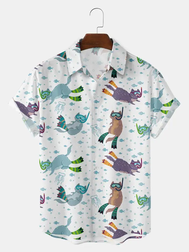 Camisa de manga corta con estampado de retazos de béisbol para hombre, tops de solapa cómodos de gran tamaño, camisa hawaiana para hombre, nuevo