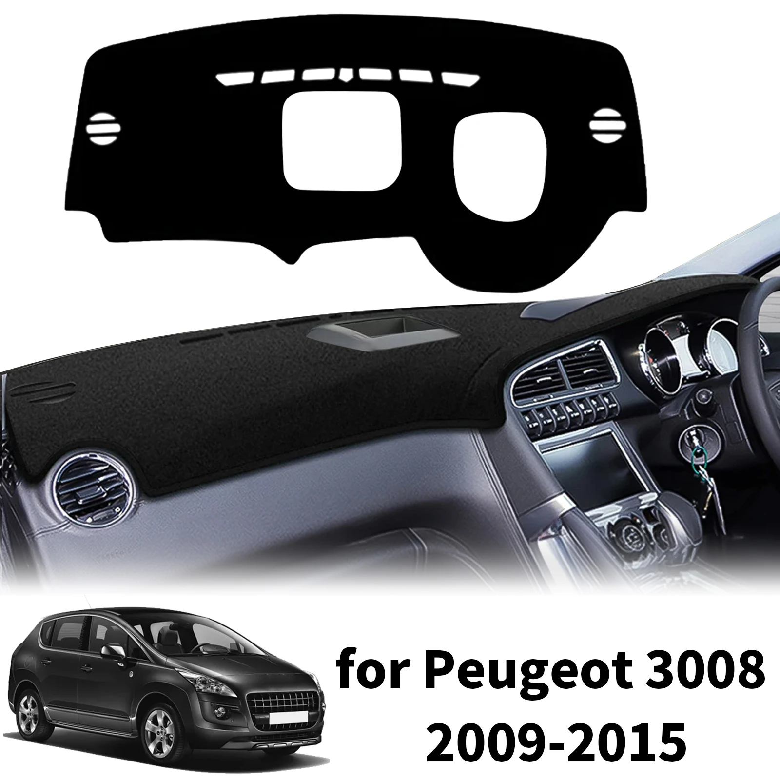 

for Peugeot 3008 2009-2014 2015 Custom Fit Car Dashboard Cover Sunshade Dash Mat Anti‑Slip Dashmat Protector Pad Accessories