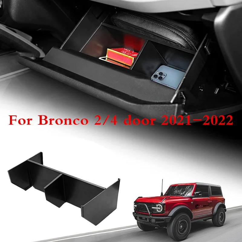 

Car Center Console Divider Glove Box Storage Organizer Over The Door Interior Accessories For Bronco 2021 2022 2023 2/4 Door