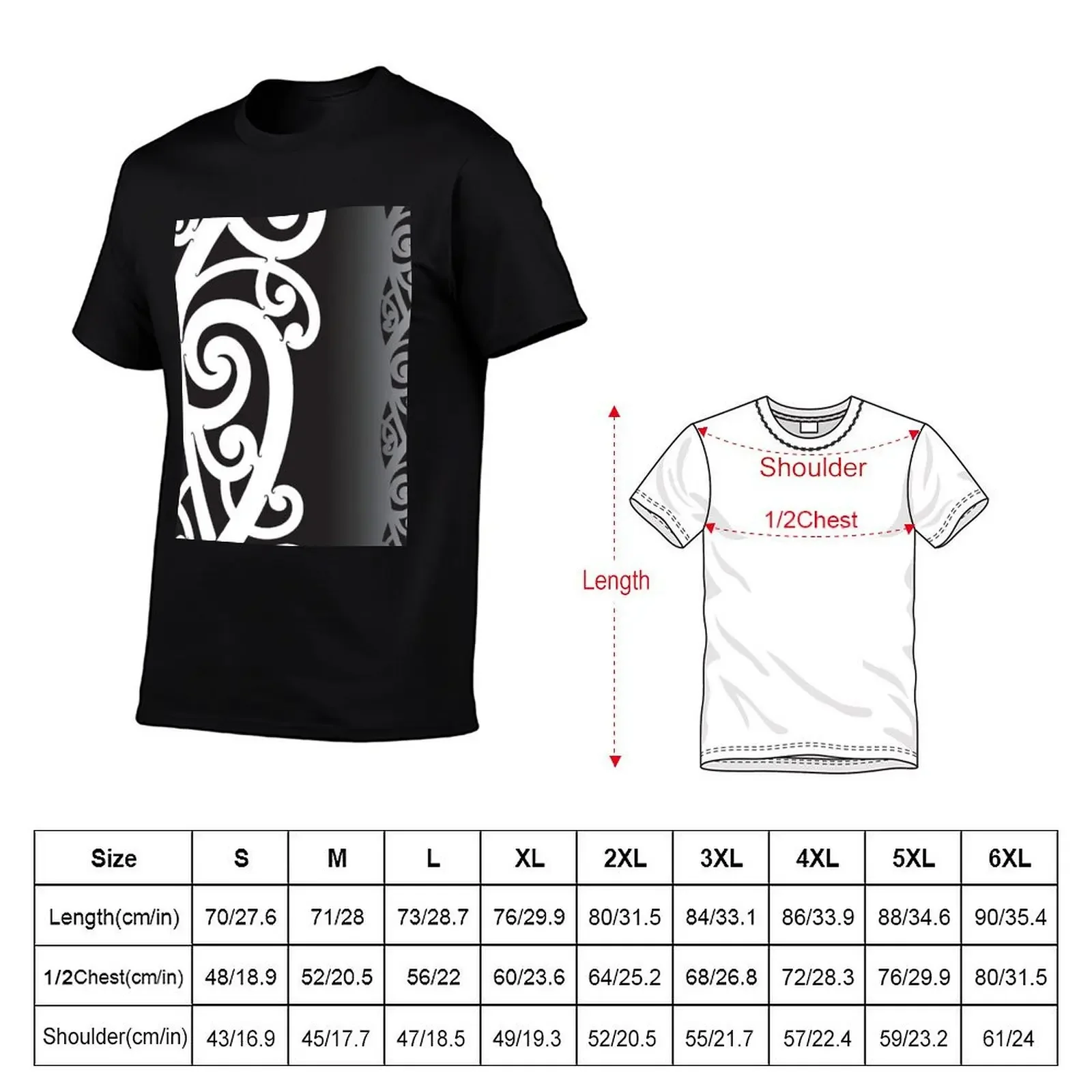 Black and White Layered Māori Koru Design T-Shirt anime stuff anime tshirt man clothes cheap stuff mens clothing