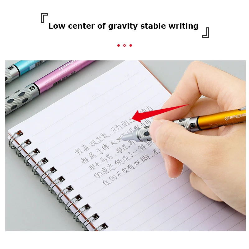 Pentel PG1000 Druckbleistift, Metallstab mit geringer Schwerkraft, professioneller Aktivitätsbleistift, hochwertiges Zeichenzubehör mit mehreren Minen