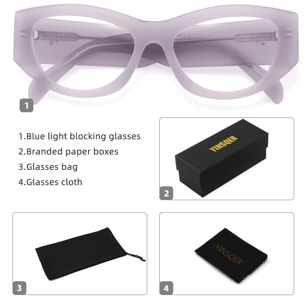 YINSQER cat eye Anti Blue Light Computer Reading Glasses Women Men Fashion Optical Eyeglasses Prescription Customizable