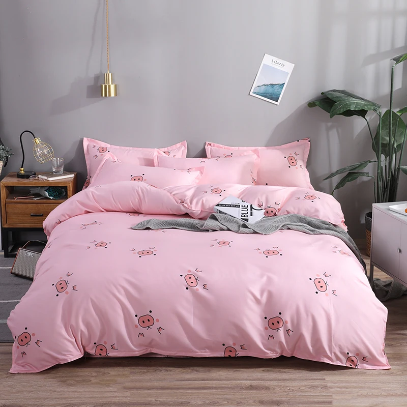 Kawaii Cute Pink Pig Duvet Cover Children Girls Cartoon Bedding Set Twin Full Queen Comforter Cover Bedroom Decoration Gifts