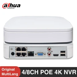 Dahua-grabador de vídeo en red NVR NVR4104-P-4KS2/L, 4 canales, NVR4108-8P-4KS2/L, 8 canales, Onvif, 4PoE, 8 puertos PoE, resolución máxima de 8MP, 4K, H.265