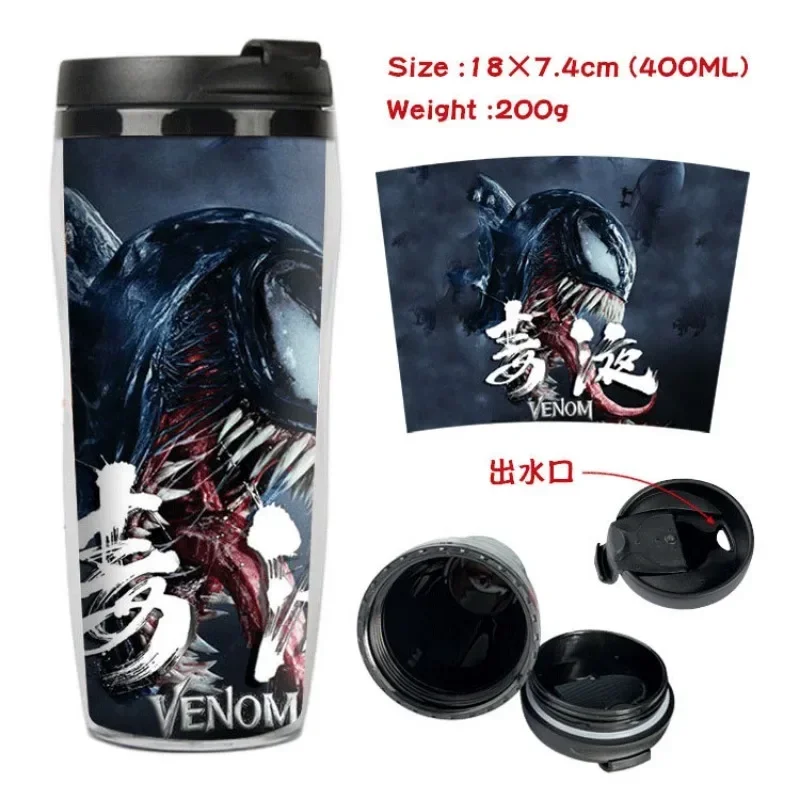 Marvel Digital Printing Plastic Mug Venom Around Students Double Layer Insulated Plastic Drinking Cup Fashion Leisure Sports Mug