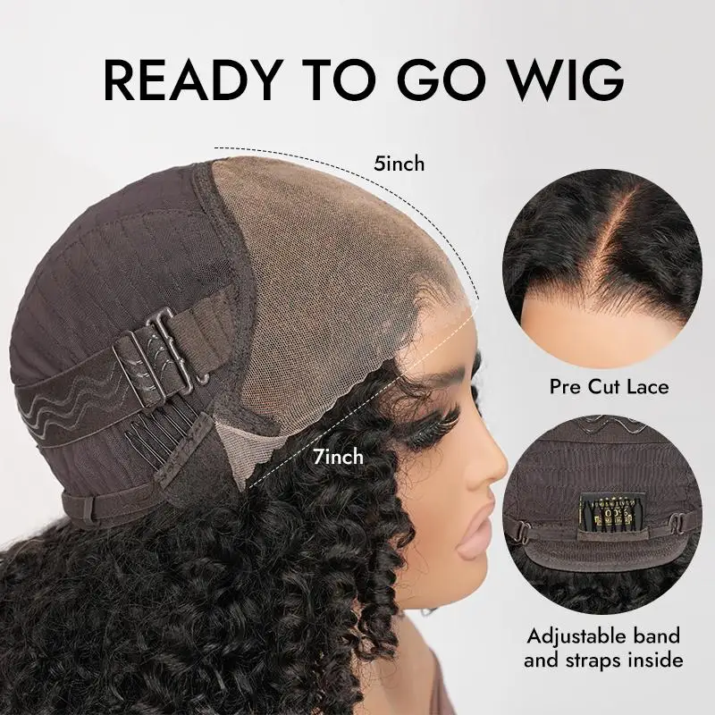 Wig Alipearl Hair Model Curly Wave Tanpa Lem, Sudah Diputihkan, Sudah Dipotong, 7x5 Siap Pakai, Wig Closure Rambut Asli Dengan Hairline Pre Plucked
