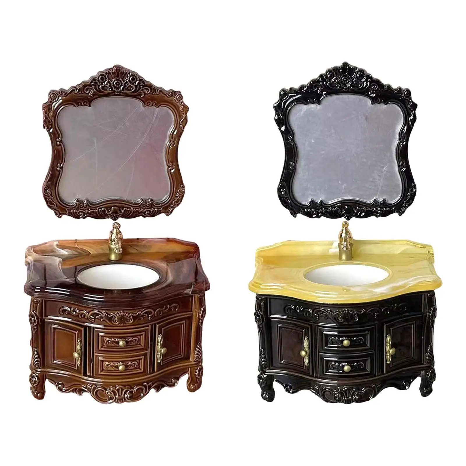 1/12 ドールハウス化粧台シンクリアルな DIY 設備ミラーモデル DIY モデルマイクロ風景ライフシーンレイアウトギフト