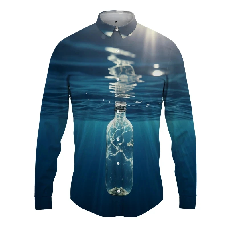 

Drifting Bottle 3D Printed Lapel Men Shirt ManWomen Casual Fashion Long Sleeves Shirts Button Tops Oversized Unisex Clothing