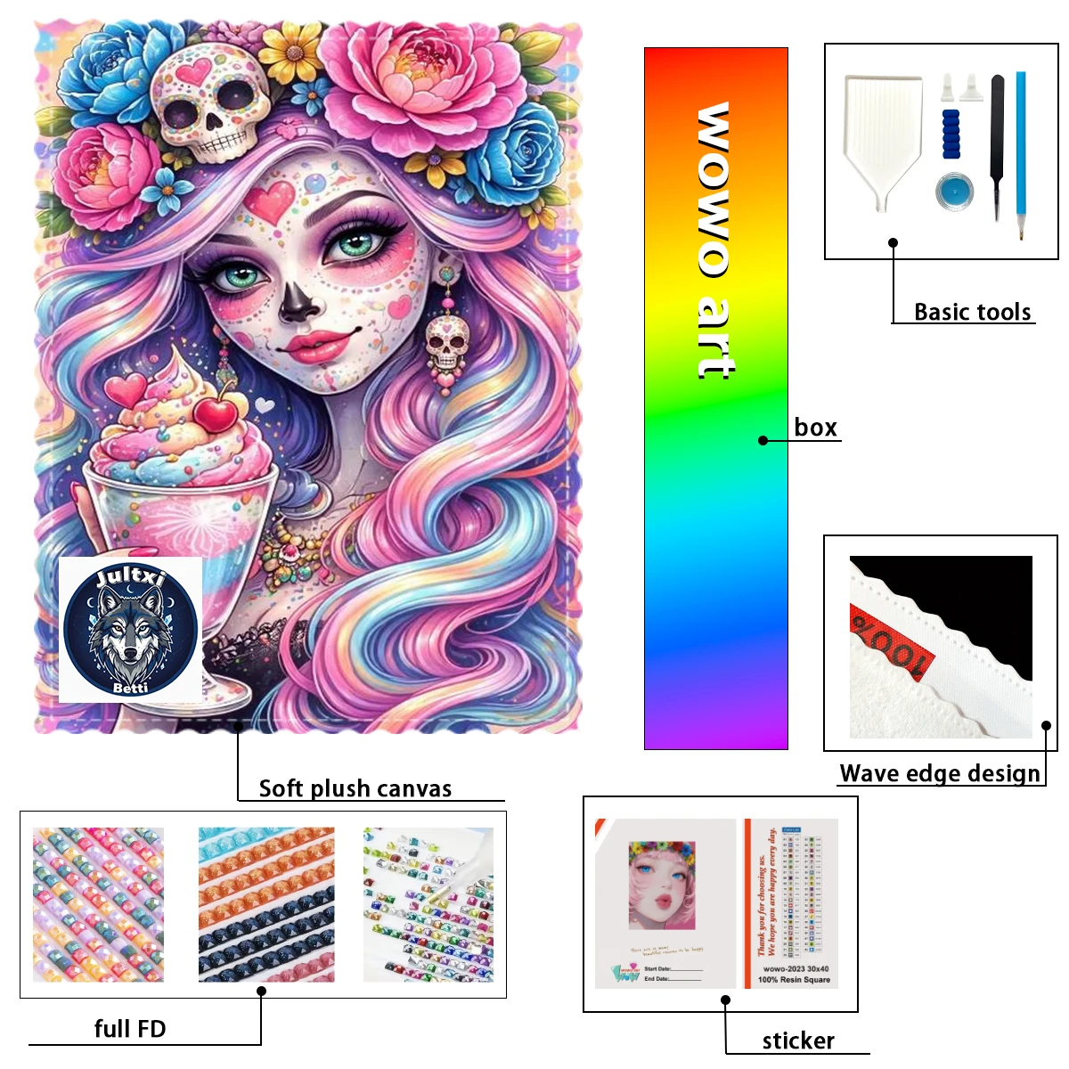 【Betti_ Diamond Art】La chica y el rostro de flor Crystal AB Rhinestone FD Rhinestone Perfect Resin Diamond