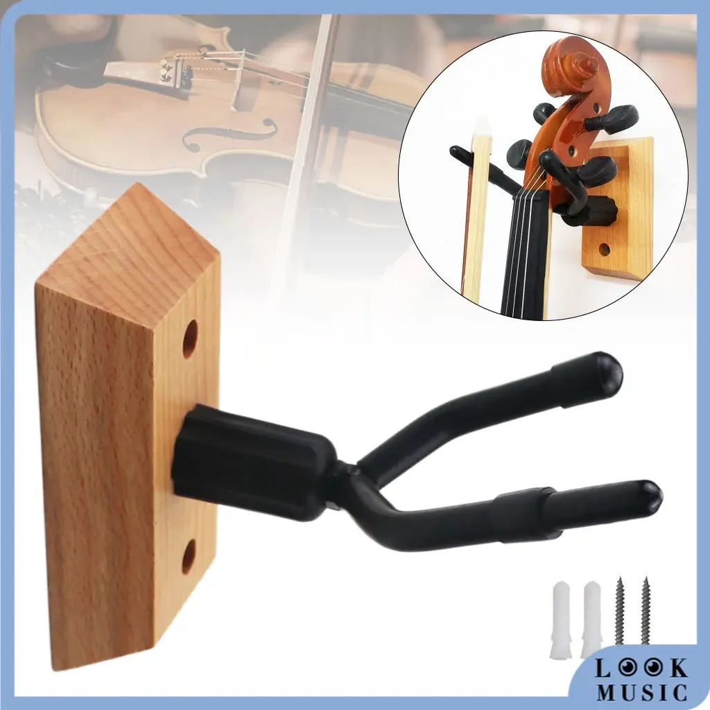 1/3PCS Wall Mounted Hanger Hook For Violin & Viola Hanger Hook W/Bow Holder Home & Studio Wall Mount Use Hardwood With Screw