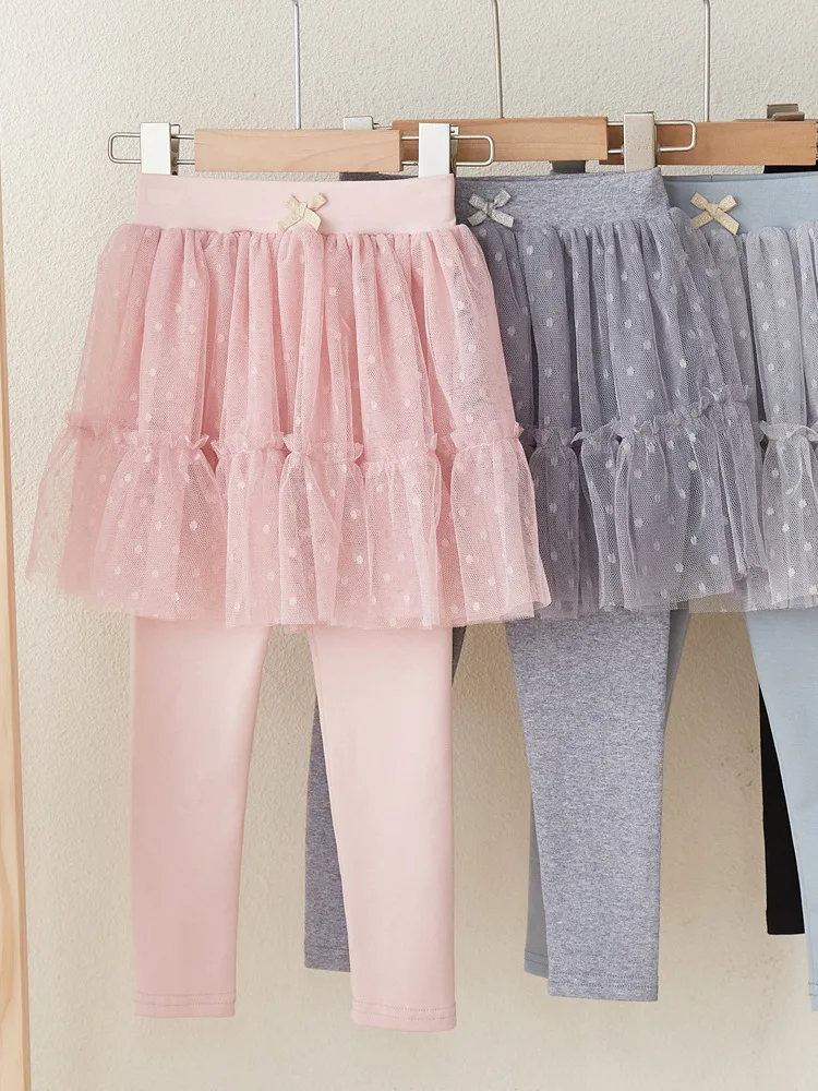 new delivery 2024 spring autumn skirt pants cotton 100-140 solid  2-7year children clothes kids baby students legging pant