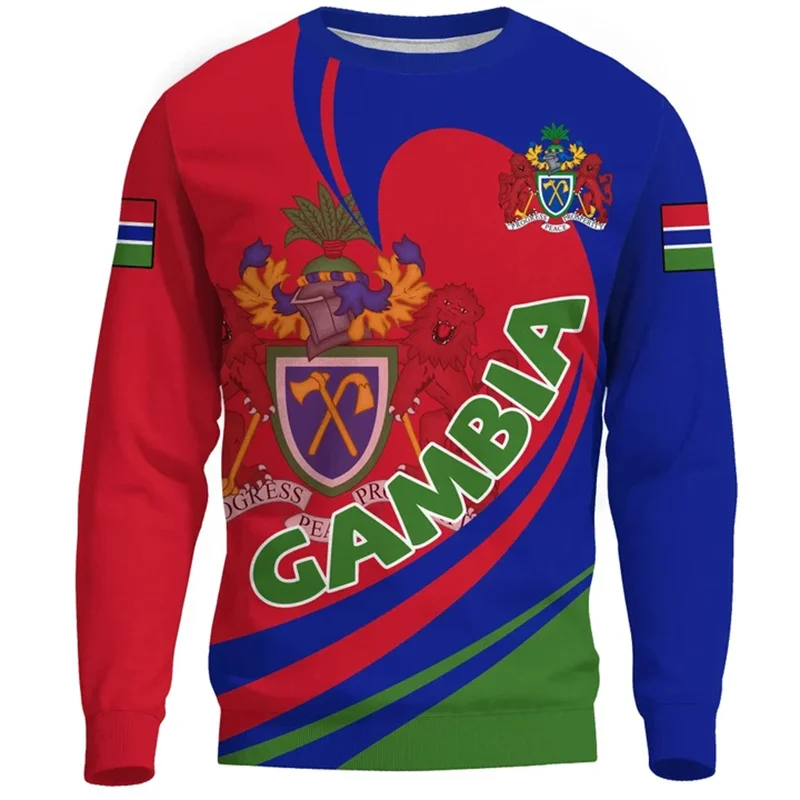 

Autumn 3D Gambia National Flag Printed Sweatshirts Men Gambia Coat Of Arms Graphic Round Neck Hoodies Fashion Women Clothing Top