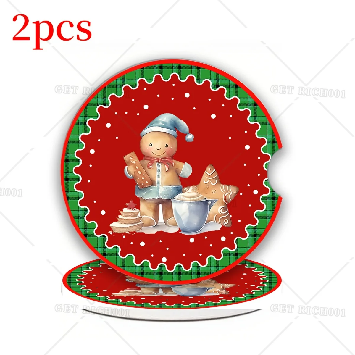 

2pcs Cute Snowman Car Coasters for Cup Holders for Winter Holiday Party Drink Mats Christmas Car Decorations for Women Men