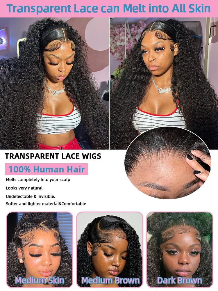 Parrucche Glueless per capelli umani ricci neri al 100% 13x6 Parrucca anteriore in pizzo HD Frontale Jerry Riccioli birmani Chiusura Multi Separazione Intrecciata Indossare