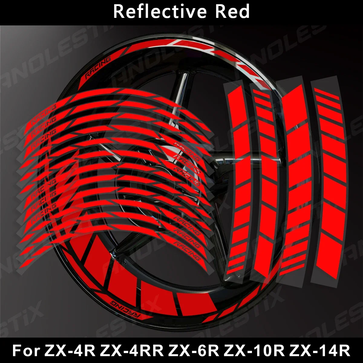 AnoleStix Reflective Motorcycle Wheel Sticker Hub Decal Rim Stripe Tape For Kawasaki Ninja ZX-4R ZX-4RR ZX-6R ZX-10R ZX-14R