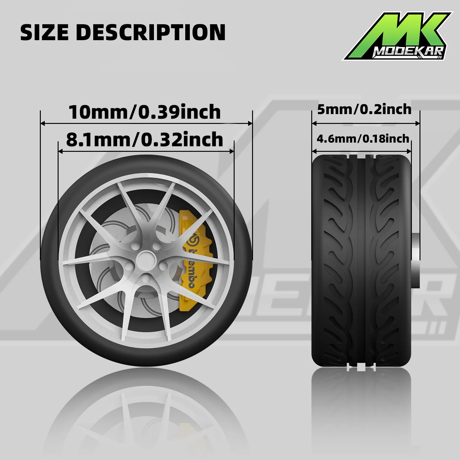 1/64  Car model wheels Dynamic bearing  modified wheels rotary disc brake calipers Metal wheels with bearing rubber tires MF-A