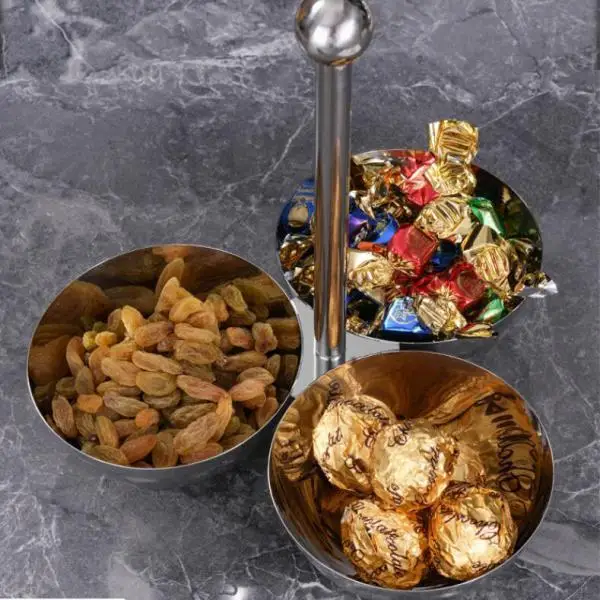 

Divided Fruit Serving Bowl Stainless Steel Snack Plate Multi Compartment Tray for Restaurant Catering Use