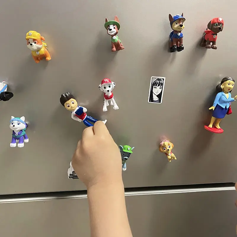 12PCS Paw Patrol 3D Cartoon Figurine Refrigerator Magnets Sticker Toy Kids Diy Whiteboard Gadget Home Decor Kitchen Accessories