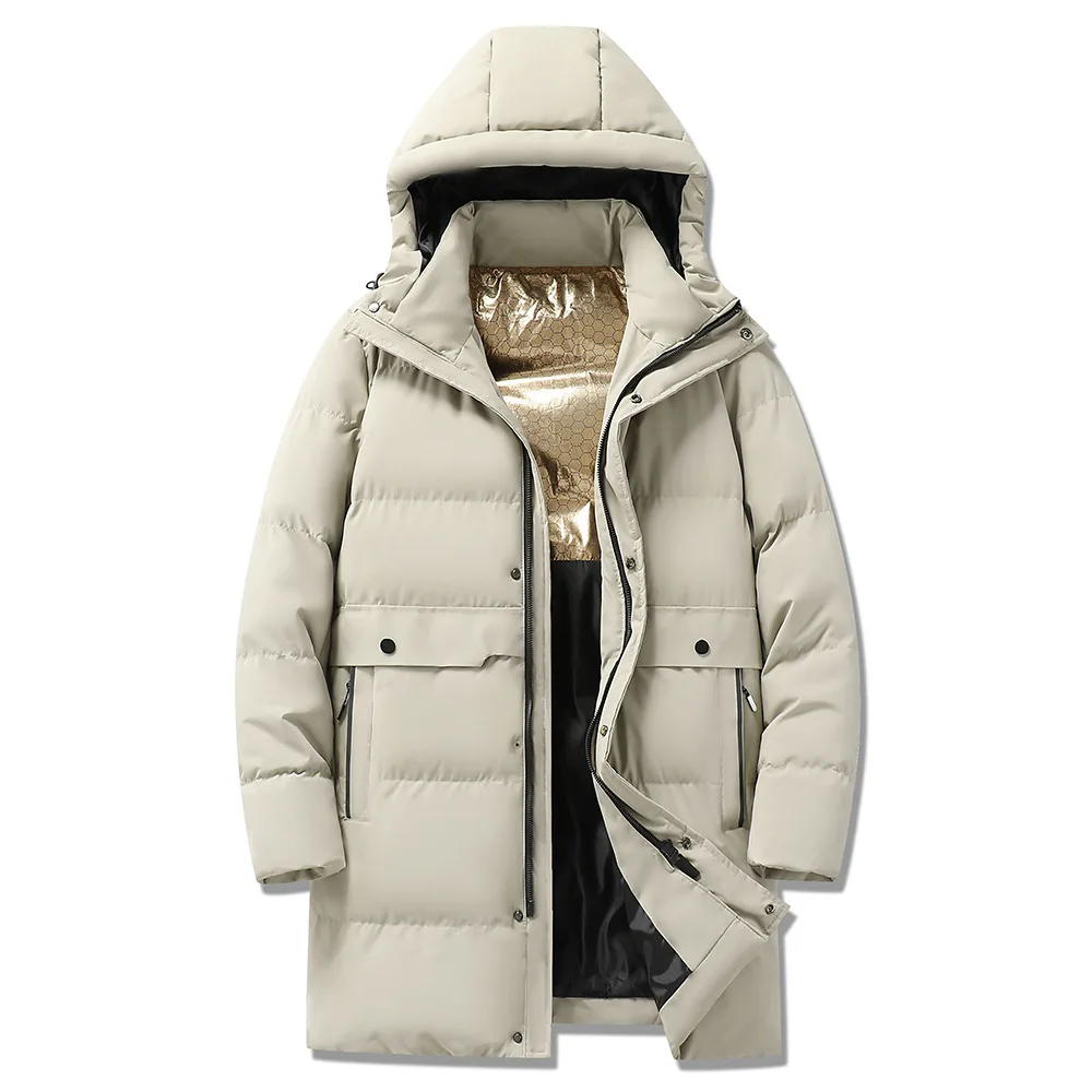 

Зимние мужские парки, пуховик, утепленное морозостойкое мужское пальто средней длины с капюшоном, однотонное пальто с длинными рукавами на молнии, уличная мужская верхняя одежда