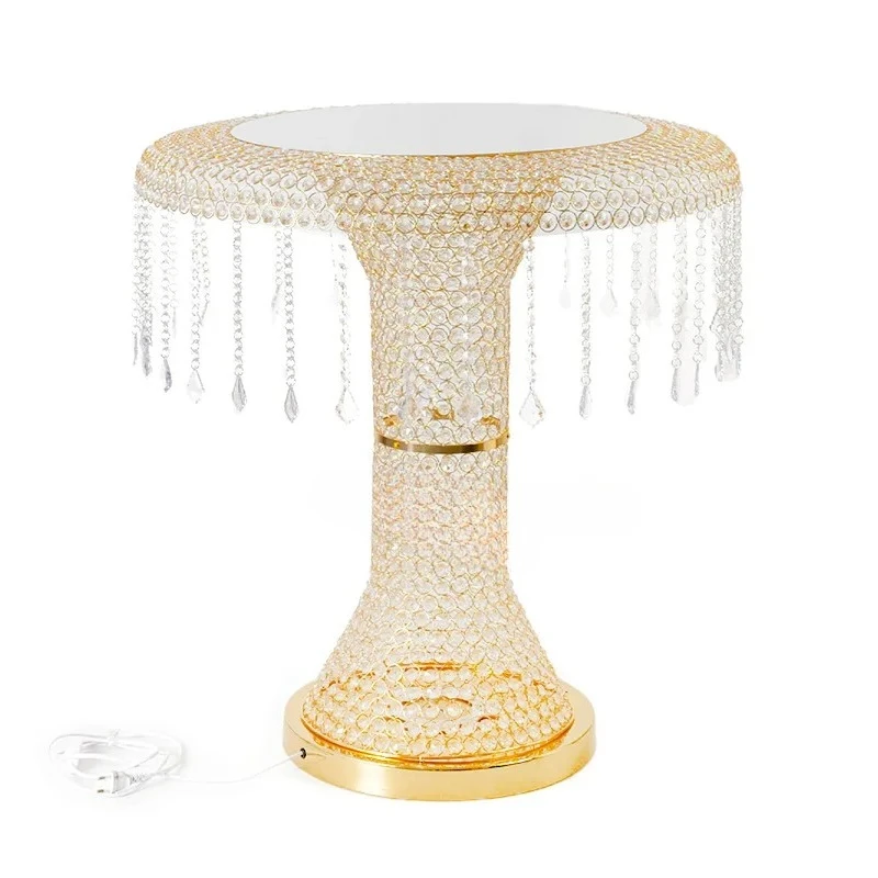 Hot-selling new wrought iron crystal cake table wedding decoration ornament champagne table wrought iron table wedding props orn