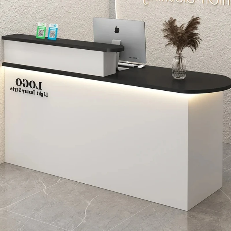 

White Stylish Reception Desks Corner Light Bar Office Checkout Reception Desks Beauty Salon Mostrador Commercial Furniture