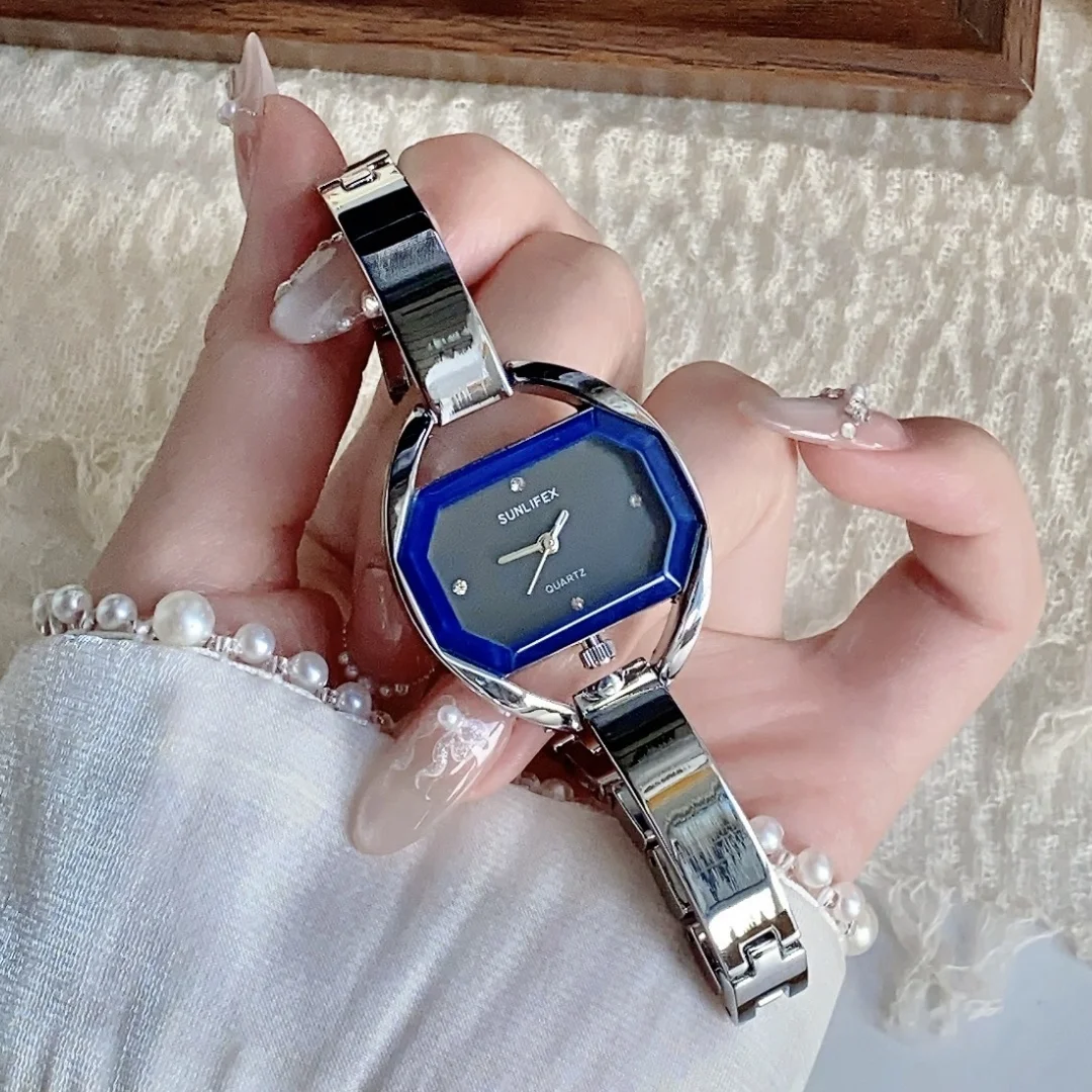 

Женские часы с серебряным браслетом, часы с ремешком из нержавеющей стали, женские наручные часы с нерегулярным циферблатом, Relogio Feminino Zegarek Damski