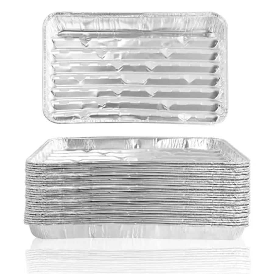 Paquete de 25 sartenes de aluminio para asar, sartenes de papel de aluminio de 13x9x1 pulgadas, sartenes desechables para horno, hornear, barbacoa Gri