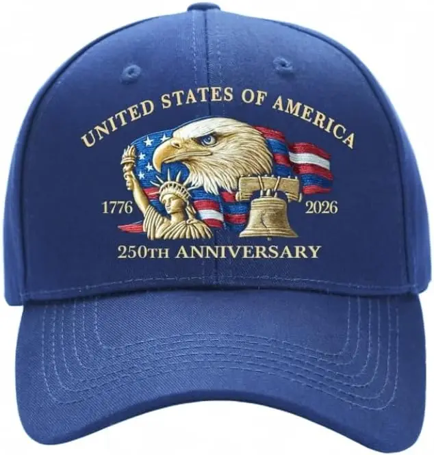 Cappello del 250° anniversario degli Stati Uniti Eagle & Liberty, berretto da baseball commemorativo per anniversario stampato regolabile classico in cotone H