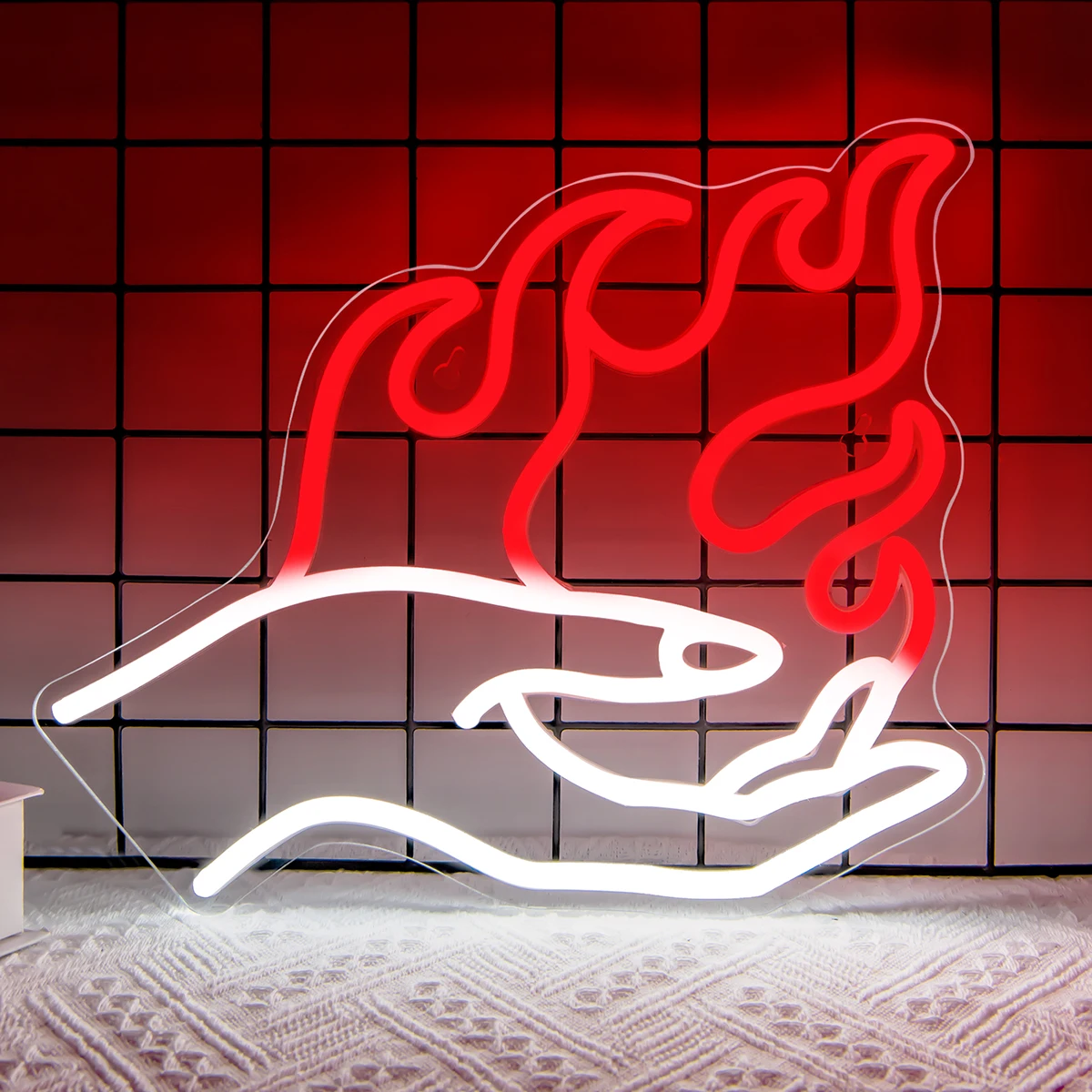 

Fire Hand Neon Sign Personalized Bar Neon Sign, LED Fire in Hand Neon Light for Wall Decor USB Powered for Game Room Party Gifts
