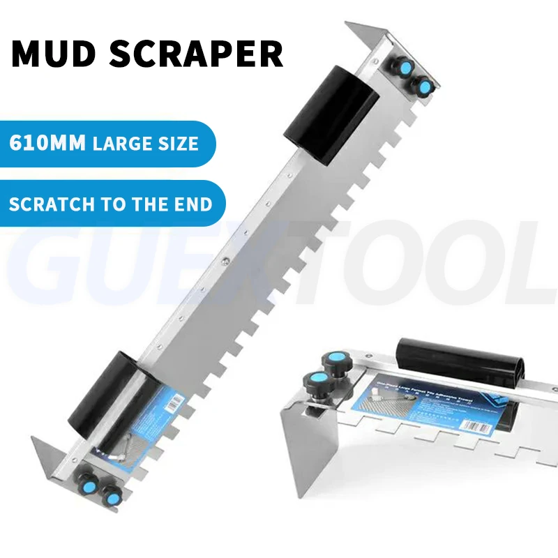 Espátula De Aço Inoxidável Lâmina De Toothed Pavimentação Plastering Telha Cerâmica Adesivo Raspagem Chorume Puxando Groove Plastering Tool Parede Curva Handle Multifuncional Decoração de aço inoxidável Super Long Squa