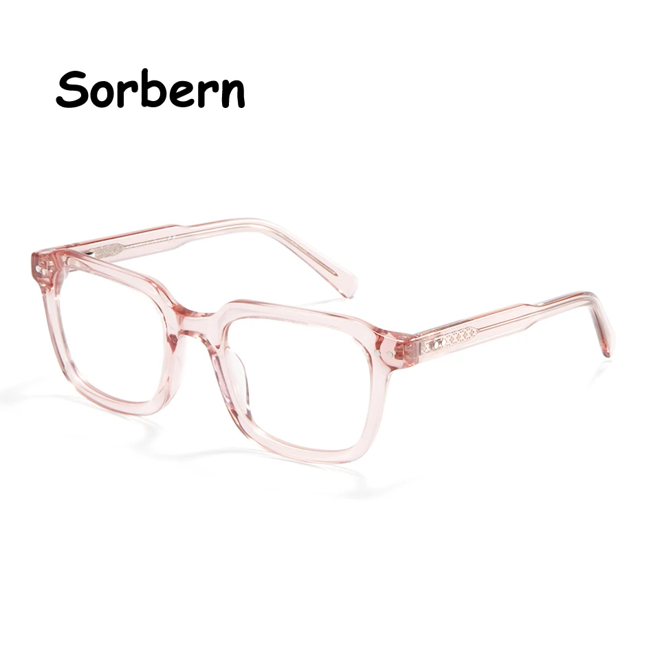 

Trendy Crystal Acetate Rectangle Glasses Men Eyewear Glasses Women Trendy Pink Prescription Eyeglasses Lentes Opticos Para Mujer