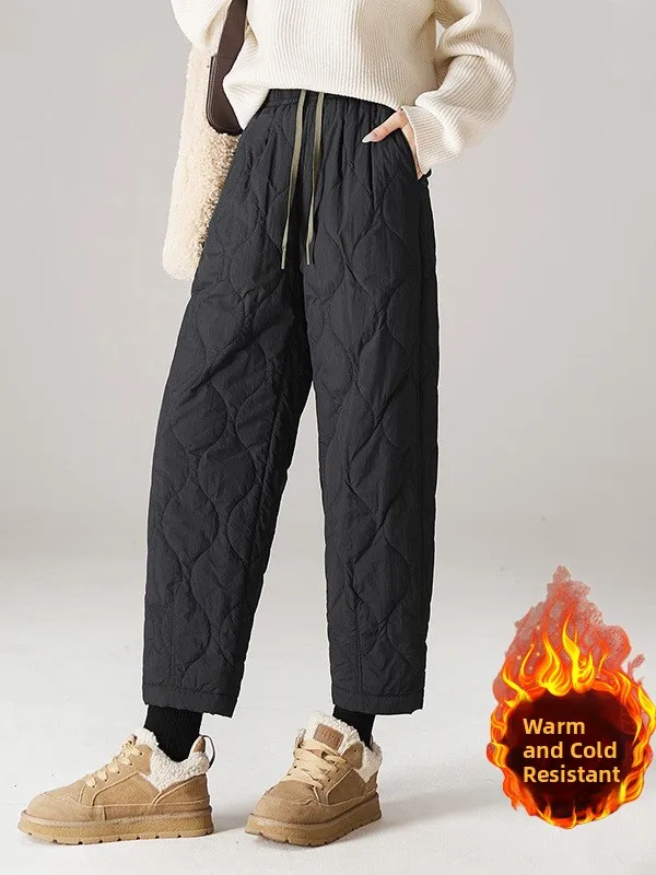 

Женские модные теплые повседневные брюки-харланы с высокой талией, прямые хлопковые брюки, новинка зимы