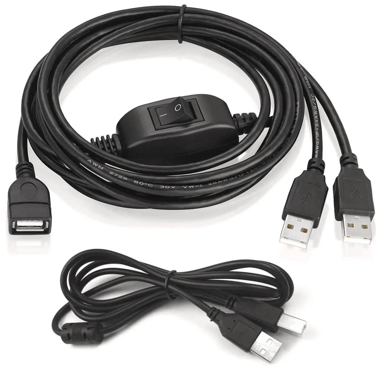 USB Splitter Cable, USB 2.0 Y สายเคเบิล Splitter,USB ชายคู่ USB อะแดปเตอร์หญิงสำหรับอุปกรณ์ USB ทั้งหมด
