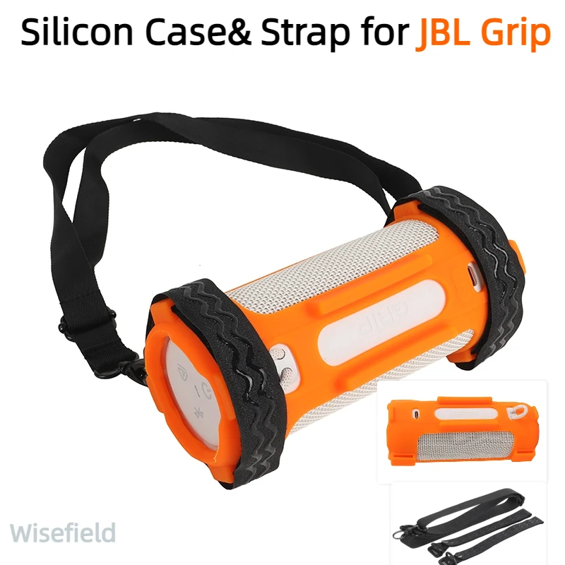 

with shoulder strap Silicone case for JBL Grip speakers Drop protection Simple solid color