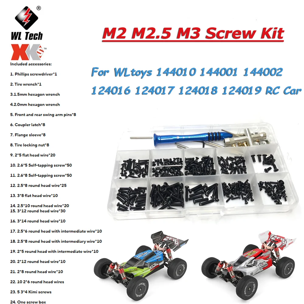 M2 M2.5 M3 Screw Cross Sleeve Hex Set For WLtoys 1/14 1/12 144010 144001 144002 124016 124017 124018 124019 RC Car Accessories