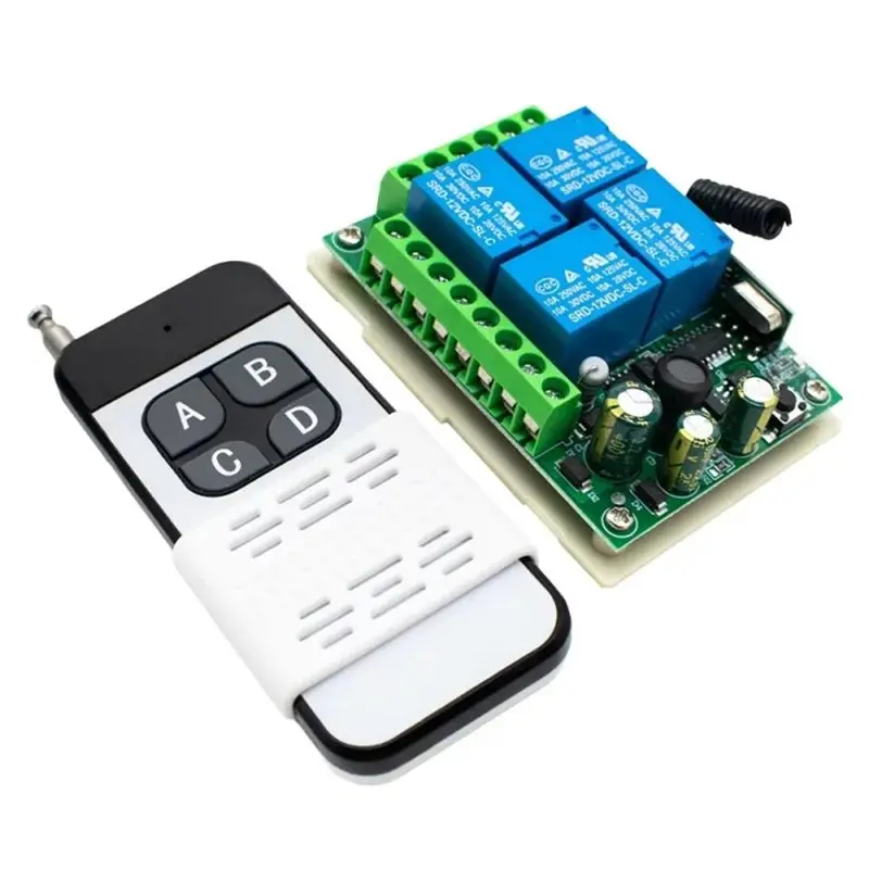 

A99E-Wireless Relay Switch 433Mhz Relay Switch Universal 433Mhz 4-Channel Relay Switch For Garage Doors, Lighting & Security Sys