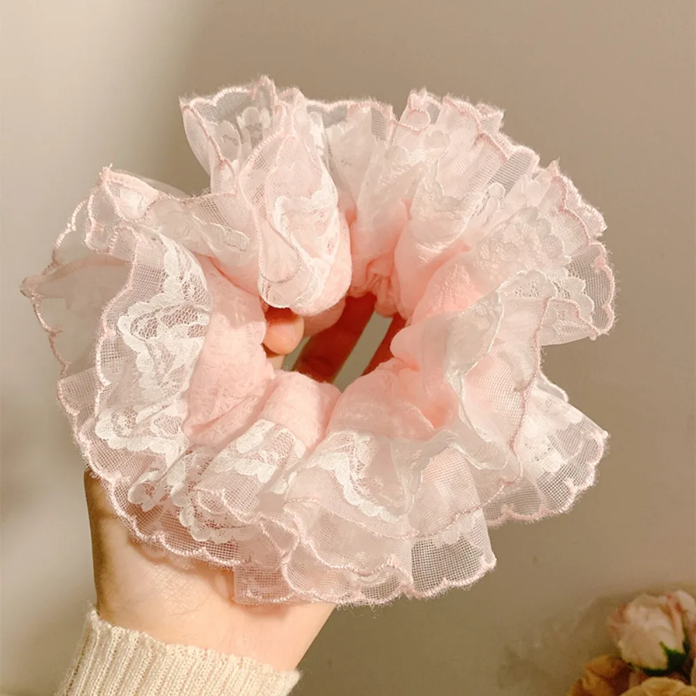 

Exquisite Elastic Plaid Scrunchies Multilayer Korean Style Large Lace Hair Tie Cloth Hair Rope Exaggerated Hair Ring Women