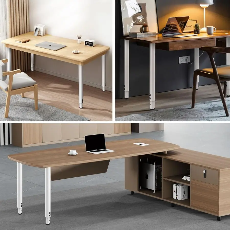 Table Legs,Metal Adjustable Height Desk Legs,Adjustable Furniture Legs for Table Computer Desk Dining Table Office DeskWhite 4