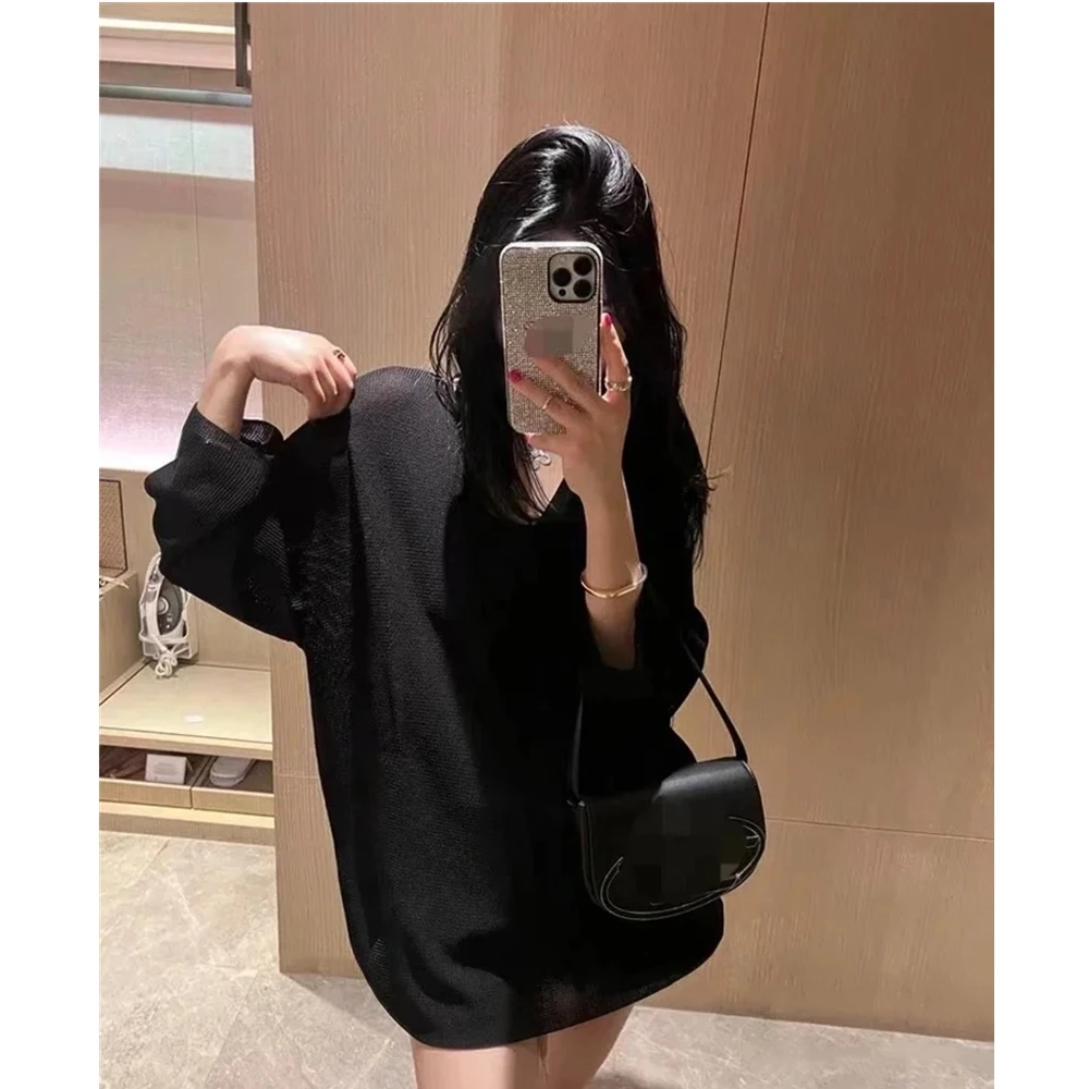 Sl V-Ne تريكو فضفاض مناسب للتخسيس من ألياف البوليستر طويل Sve للتنقل قطعة واحدة لموسم الخريف لون نقي #2