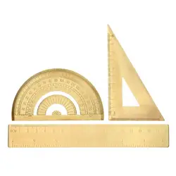 Solid Brass Metal Jewelry Design Math Geometry School Ruler Triangle Protractor Portable Measuring Jewelry Accessories