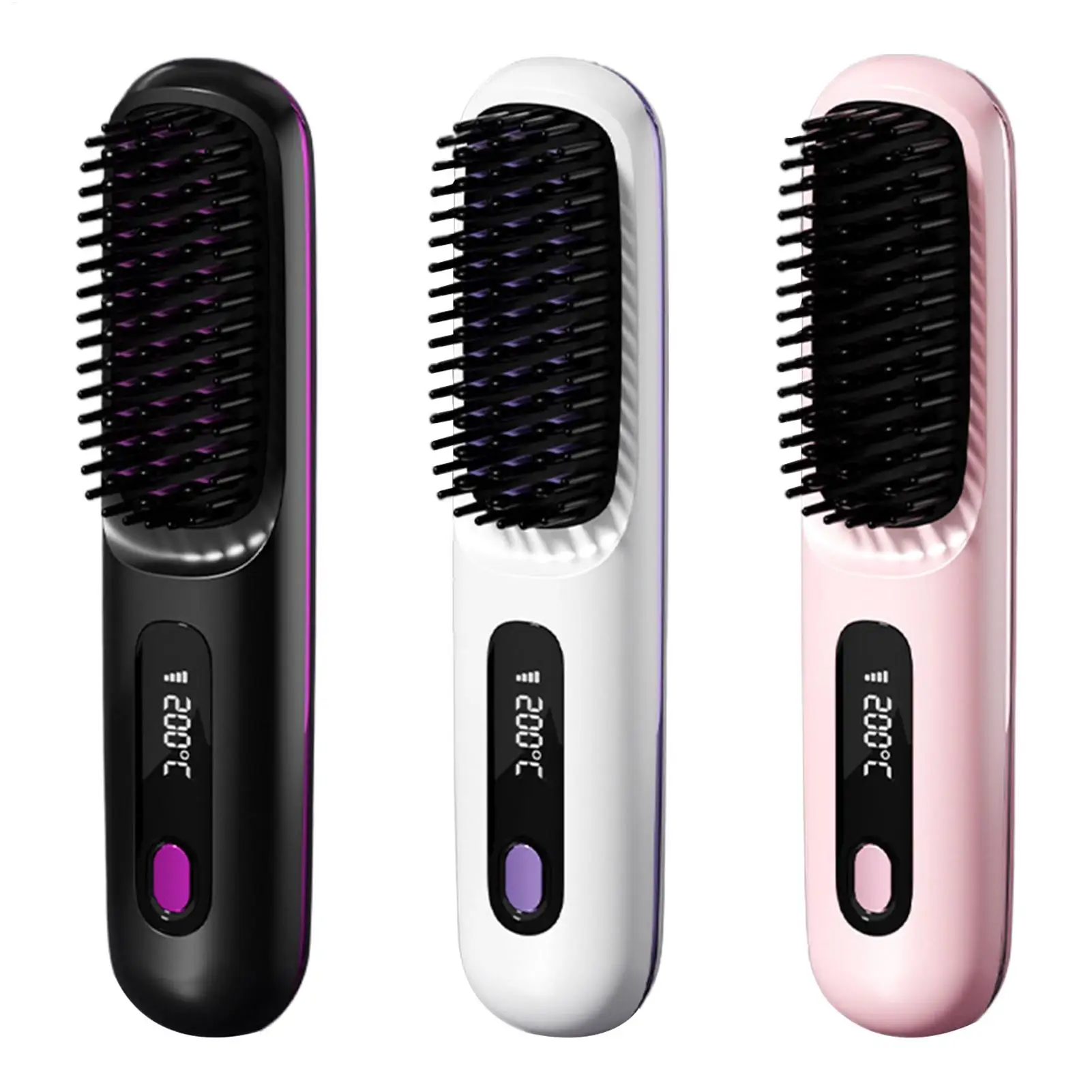 

Щетка для укладки волос с подогревом, 3 режима, регулируемая, беспроводная, с сенсорным экраном, портативный стайлер с отрицательными ионами для дома и путешествий