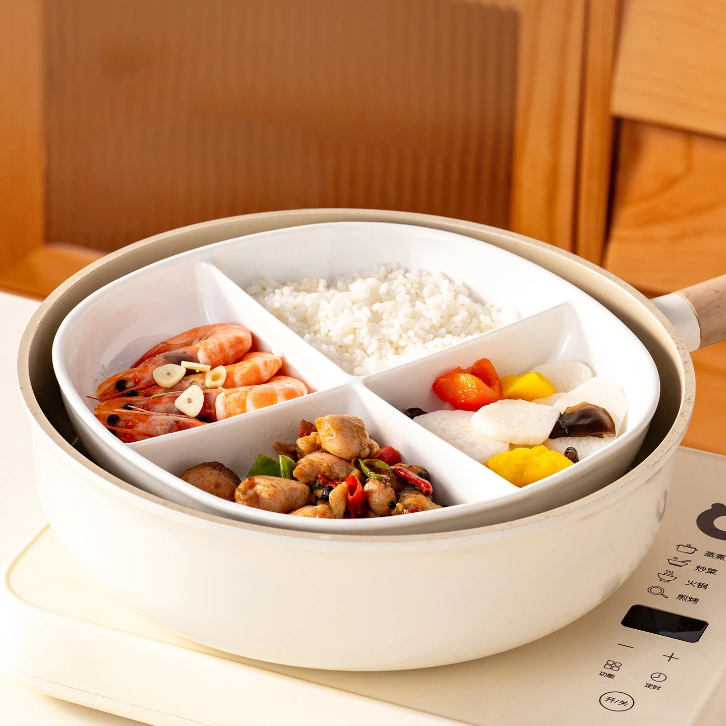 Household Steamer Drawer Frying Pan Steamer Drawer High Stand Suitable for Kitchen Supplies Steamed Buns & Dumplings