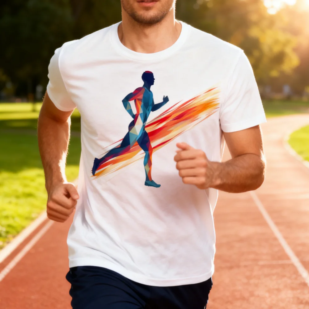 

3D Sports Running Printed Men's T-shirt Leisure Fashion Crew Neck Short Sleeve Pullover Tops Daily Marathon Exercise Men Clothes