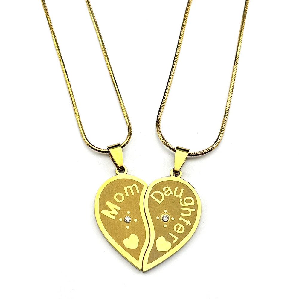 Mutter-Tochter-Herzketten-Set für Mutter-Tochter-Beziehung, Edelstahl, goldfarben, Liebeskette, Mama-Tagesgeschenk, Schmuck – Detail 8