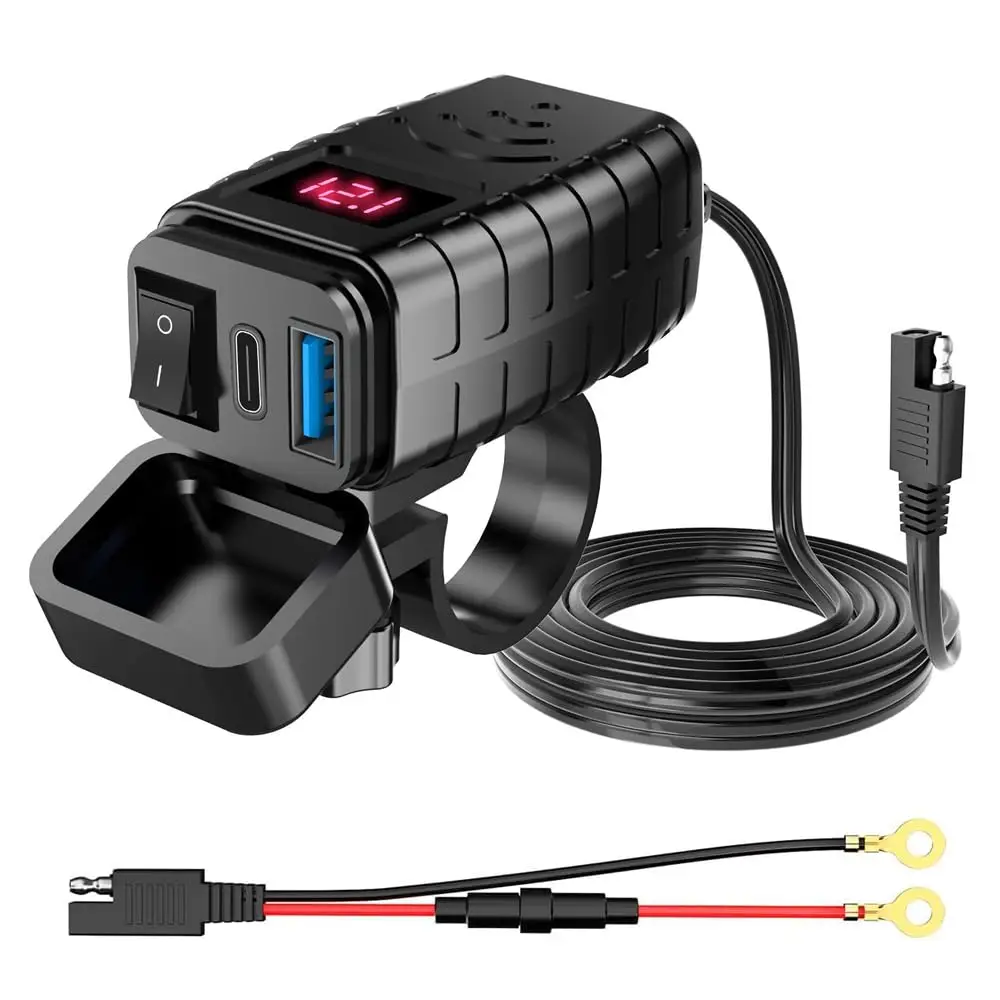 

New 48W QC3.0 PD Type C Port Motorcycle USB Fast Charger Socket Waterproof Handlebar Bracket Phone Charger For Moto accessorise