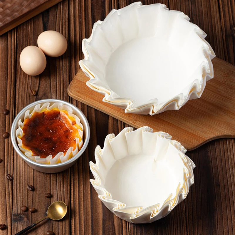 Bandeja de tarta de queso Basco de papel de aceite desechable, molde plegable para pastel, herramienta de borde a prueba de aceite para hornear, liberación de papel para pastel de Mousse, cocina, 50 Uds.