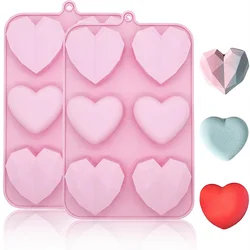 Valentine's Day Silicone Molds Large Diamond Heart Shape Chocolate Mold Cookie Cake Silicone Heart Jello Candle Mould for Baking