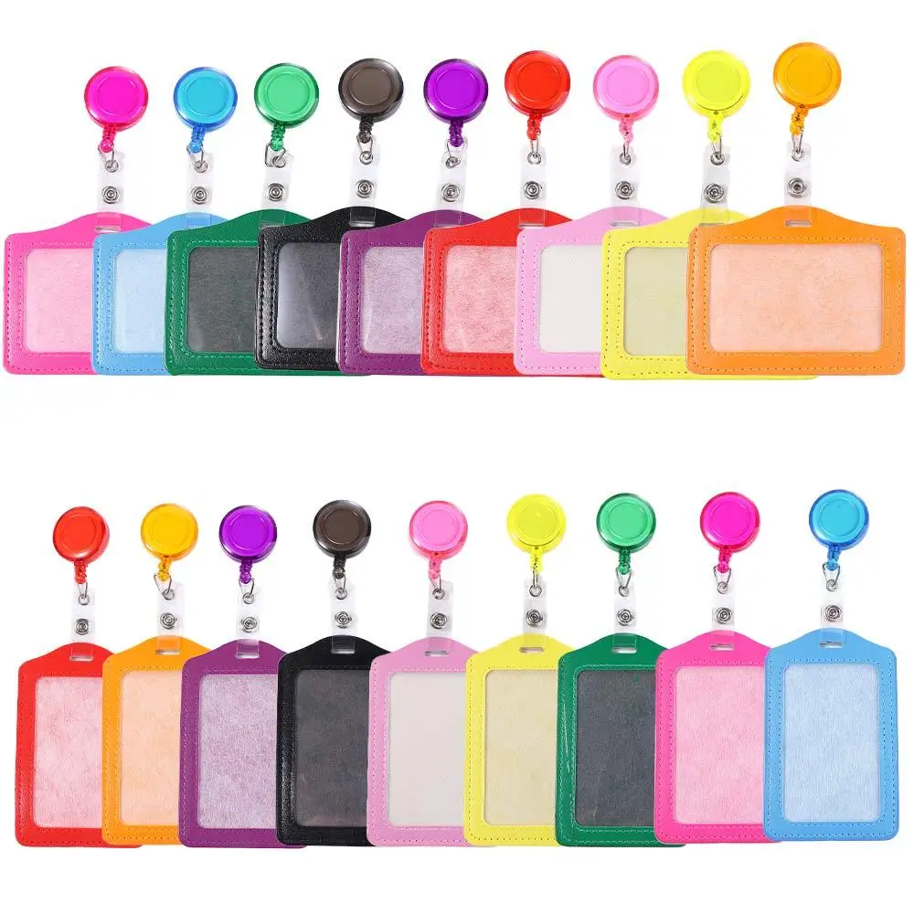 

Badge Holder Work ID Card With Keychains Bus Card Holder Credit Cards Protector Student Card Sleeves Transparent Card Cover